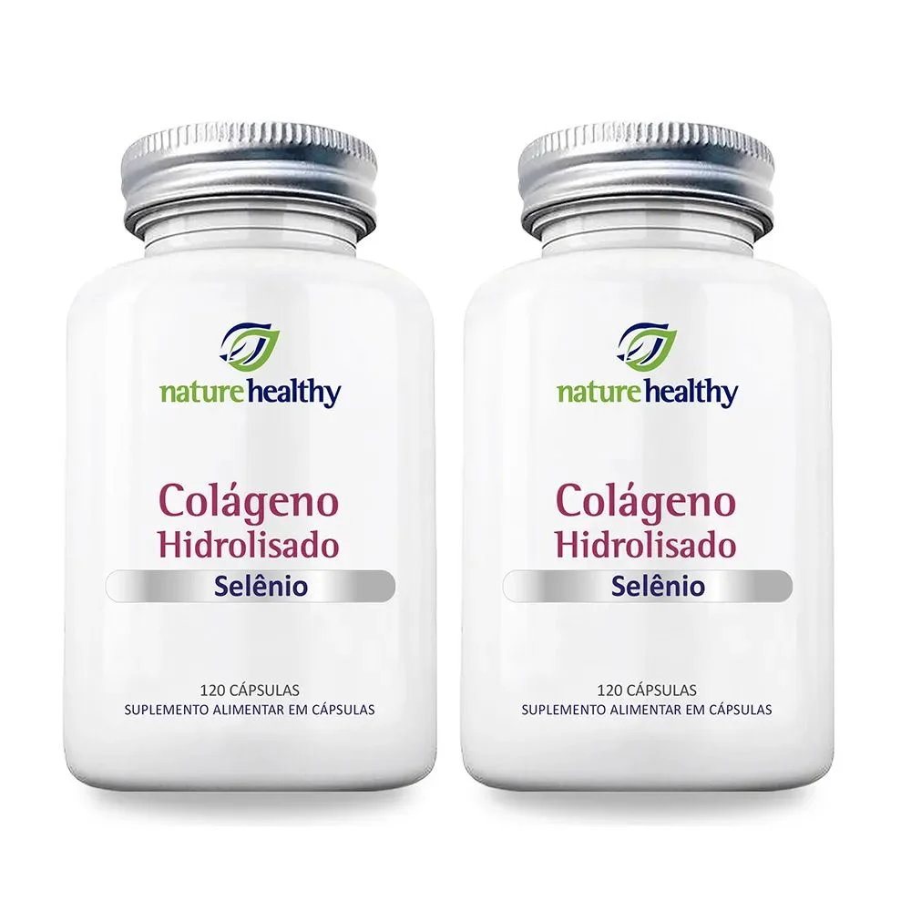 COMBO c/ 2 - COLÁGENO HIDROLISADO 400MG + SELÊNIO 60MCG c/ 120 NATURE HEALTHY