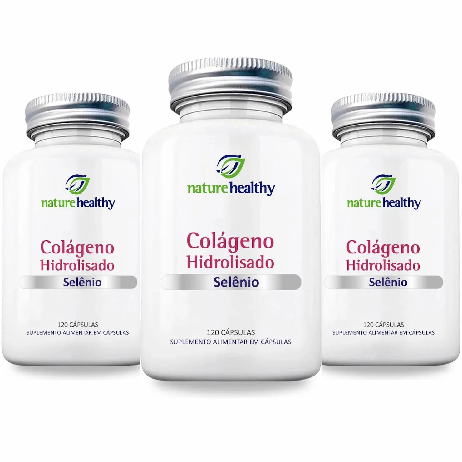 COMBO c/ 3 - COLÁGENO HIDROLISADO 400MG + SELÊNIO 60MCG c/ 120 NATURE HEALTHY